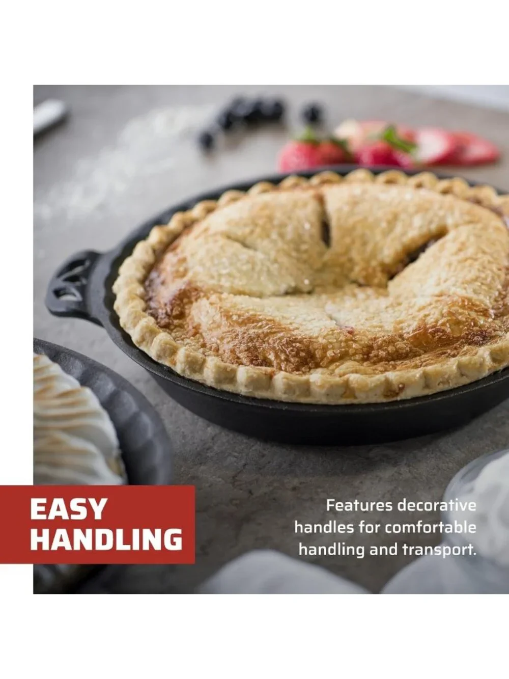 10-Inch Cast Iron Pie Pan - Durable, Non-Stick, Perfect for Baking & Cooking